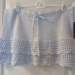 Wild Fable Light Blue Crochet Mini Skirt